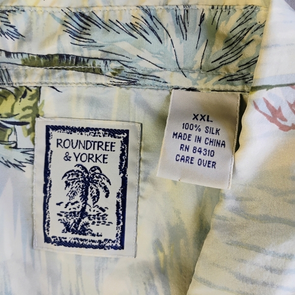 Vintage Roundtree & Yorke 100% Silk Hawaiian Shirt Mens XXL Tropical Vacation - Picture 7 of 12